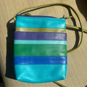 ili New York Leather Crossbody Bag Cool Tropics Color